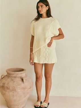 Cream Cable-Knit Mini Skirt - Women